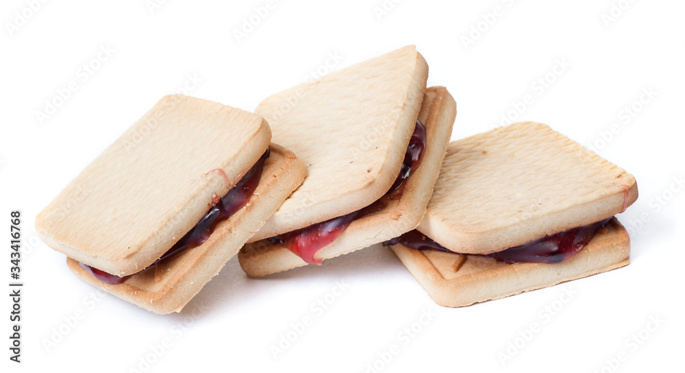 Self made square cookies with jam Self made square cookies with jam