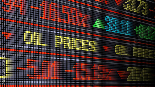 Stock indices of stock exchanges. Digital Forex Trading Indicators. Electronic scoreboard. Oil prices. Graphic concept for presentations on the topic of finance. Global economic crisis. Vector.