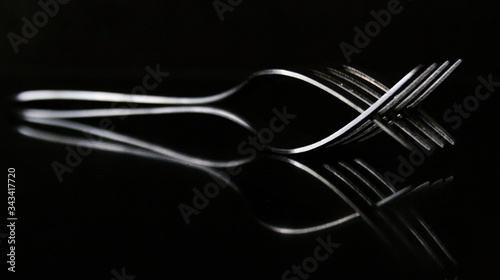 fork on black background