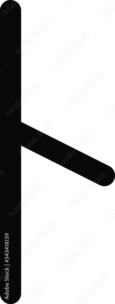 Black Simple Dalecarlian Runes Alphabet Letter N (nådh) Black Simple Dalecarlian Runes Alphabet Letter N (nådh)