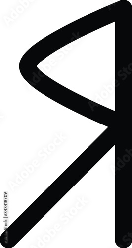Black Simple Dalecarlian Runes Alphabet Letter R (re)