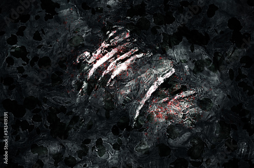 Φωτογραφία White claws on a dark and eerie background - painting