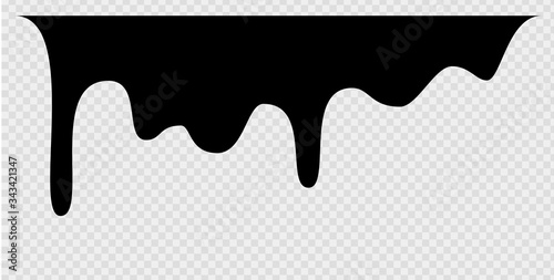 Black melt drips or liquid sauce drops. Black liquid or melted chocolate drips, current paint.