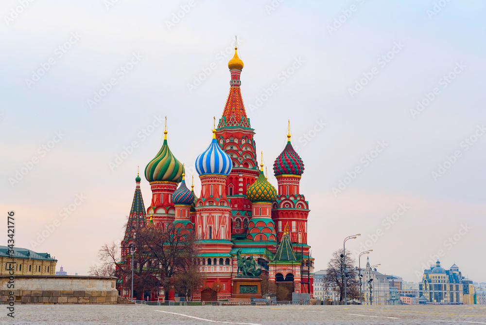 Empty Red Square and St. Basil's Cathedral in Moscow during the quarantine due to the coronavirus pandemic Empty Red Square and St. Basil's Cathedral in Moscow during the quarantine due to the coronavirus pandemic