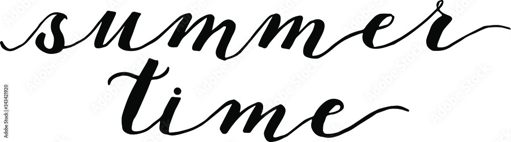 Calligraphic inscription summer time in black letters. Calligraphic inscription summer time in black letters.