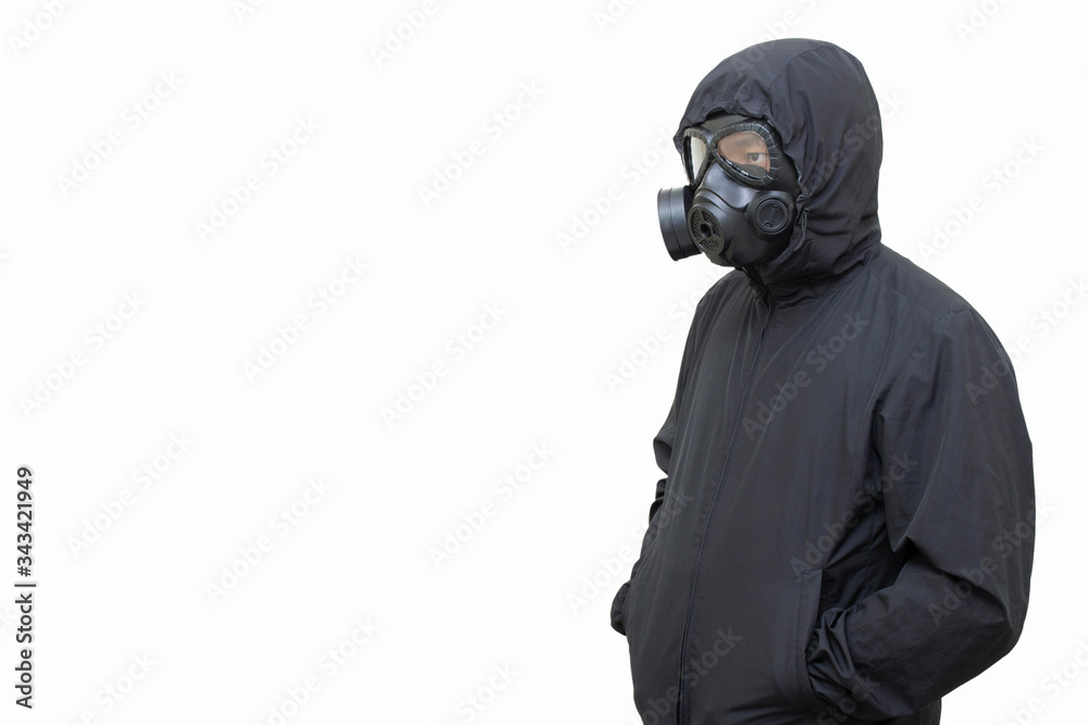 man wear gas mask isolate on white back ground clipping path man wear gas mask isolate on white back ground clipping path