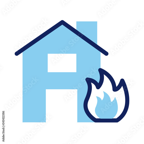 house property insurance fire line and fill style icon