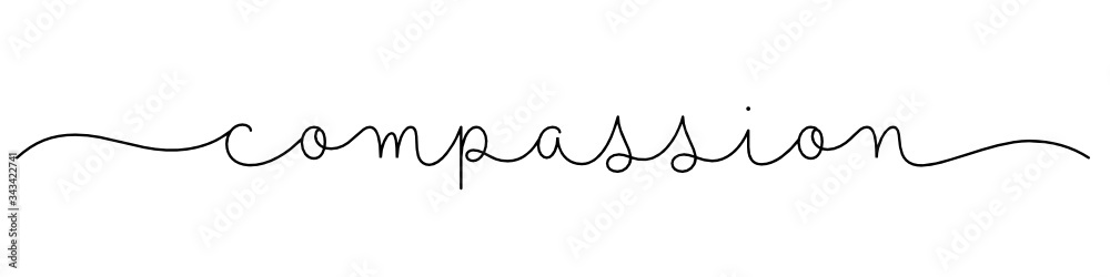 COMPASSION black vector monoline calligraphy banner with swashes COMPASSION black vector monoline calligraphy banner with swashes