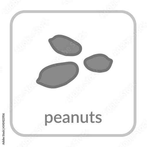 Peanut seed icon. Groundnut outline flat sign, isolated white background. Symbol health nutrition, eco food protein. Contour linear shape. Sweet nutritious organic. Cartoon design. Vector illustration