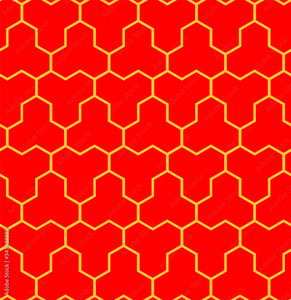 Red Seamless Japanese pattern representing the turtle shell Red Seamless Japanese pattern representing the turtle shell