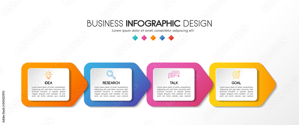 Infographic with 4 steps. Business diagram. Vector