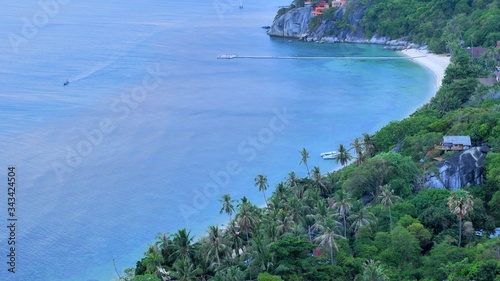 Tropical landscape of island  koh Phangan in Thailand, view from distant photo