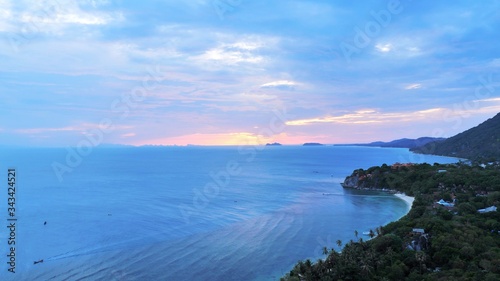 Tropical landscape of island  koh Phangan in Thailand, view from distant photo