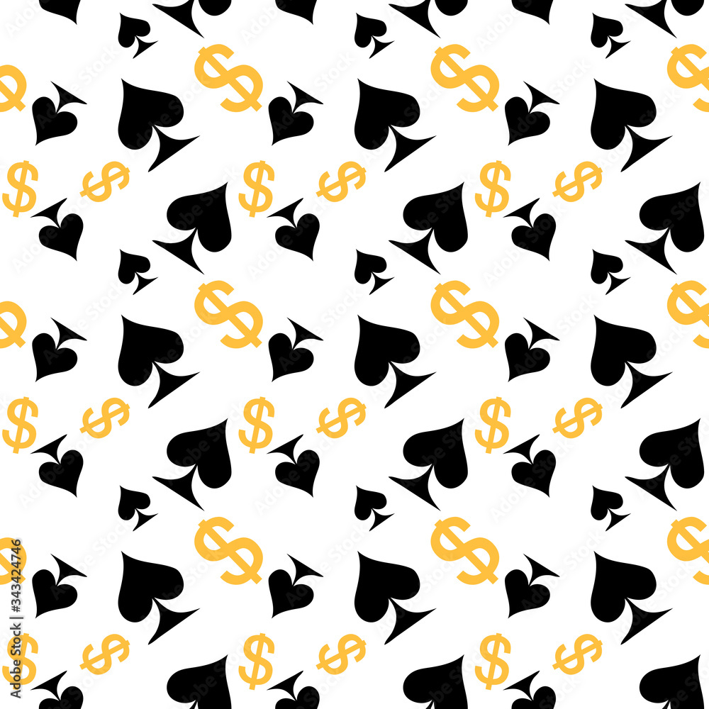 Poker card suit seamless pattern background. Can be used for wallpaper,fabric, web page background, surface texture.Abstract vector backround. Poker card suit seamless pattern background. Can be used for wallpaper,fabric, web page background, surface texture.Abstract vector backround.