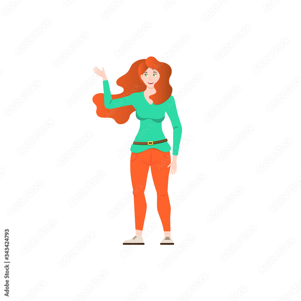 A gingger woman flat character design , vector illustration A gingger woman flat character design , vector illustration