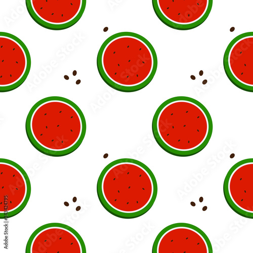 Fototapeta Naklejka Na Ścianę i Meble -  Cute seamless pattern with watermelon.Can be used for wallpaper, web page background, surface textures.