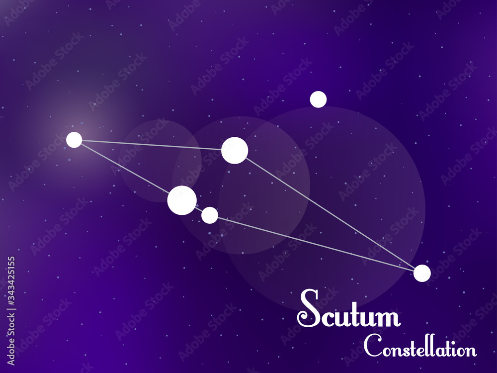 Scutum constellation. Starry night sky. Cluster of stars, galaxy. Deep space. Vector illustration