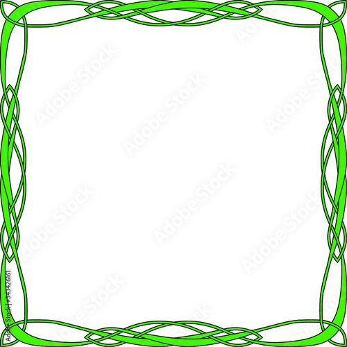 The square Celtic frame is green with a black stroke.