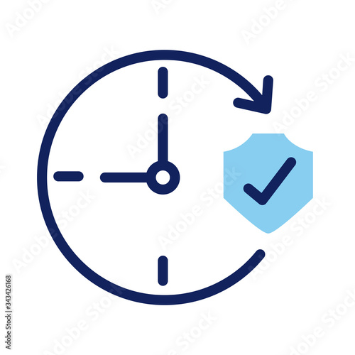 shield insurance with watch line and fill style icon