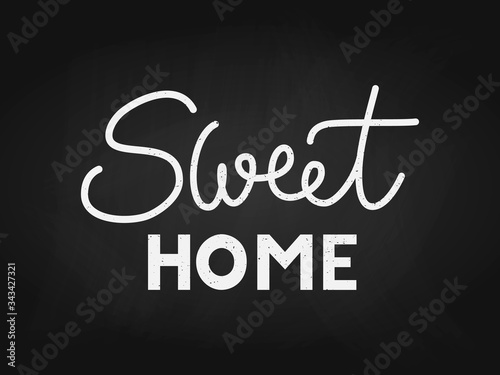 phrase Sweet home on a black background. Hand lettering typography poster. For housewarming posters, greeting cards, home decorations, interior. Vector black illustration for post, print, design