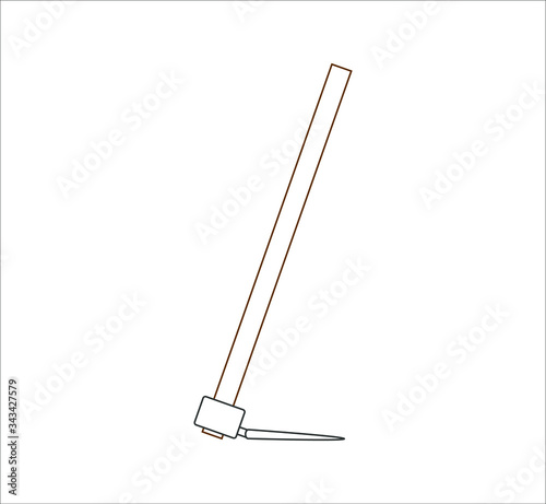 hoe to dig gardening soil. illustration for web and mobile design.