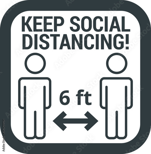 COVID-19 safety measure Keep safe social distance sign