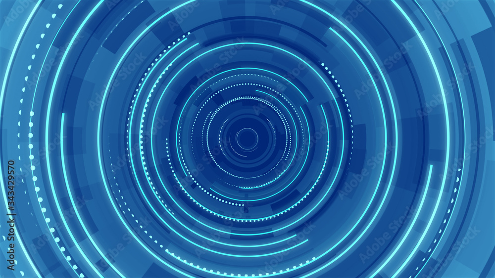 Fototapeta premium Circle white blue bright technology Hi-tech background. Abstract graphic digital future scifi concept design.