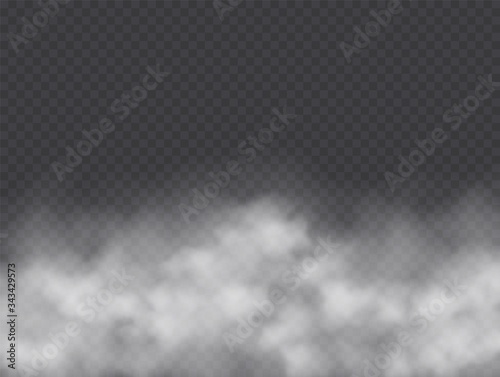 Fog or smoke isolated on transparent background. Realistic smog, haze, mist or cloudiness effect. Vector illustration.