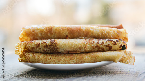 Photos Baked pancakes on a plate