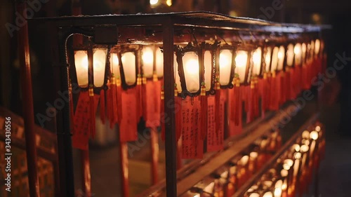 Written Prayers Hanged In Lanterns In Man Mo Temple, Sheung Wan, Hong Kong Island, Hong Kong - wide shot photo