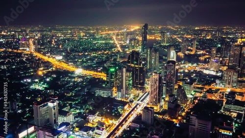 Wallpaper Mural Time Lapse Day To Night Cityscape Of Bangkok City, Thailand aerial view  Torontodigital.ca