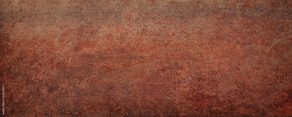 rusty sheet metal, panoramic background. weathered rust texture