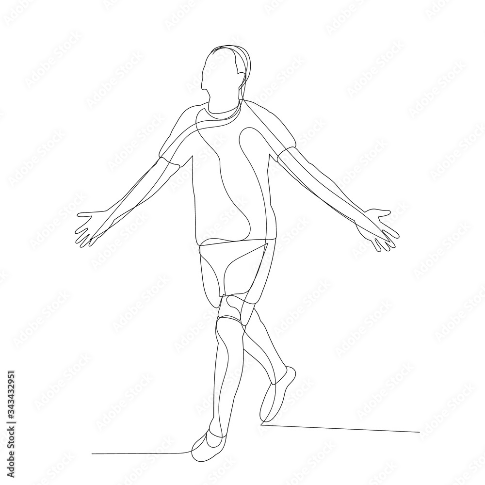 vector, white background, line drawing male athlete