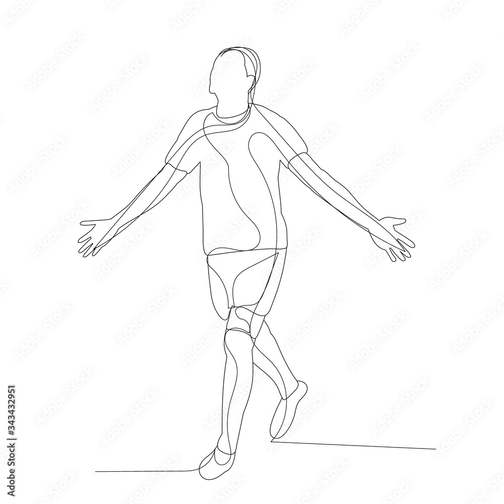 Fototapeta premium vector, white background, line drawing male athlete