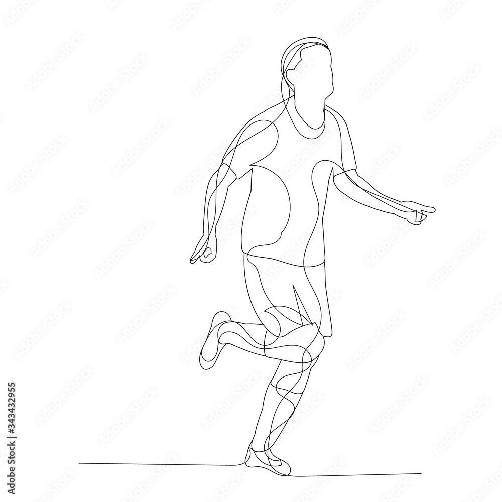 vector, on a white background, line drawing of a running man