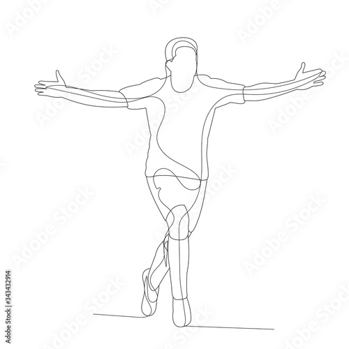 Fototapeta Naklejka Na Ścianę i Meble -  vector, white background, line drawing male athlete
