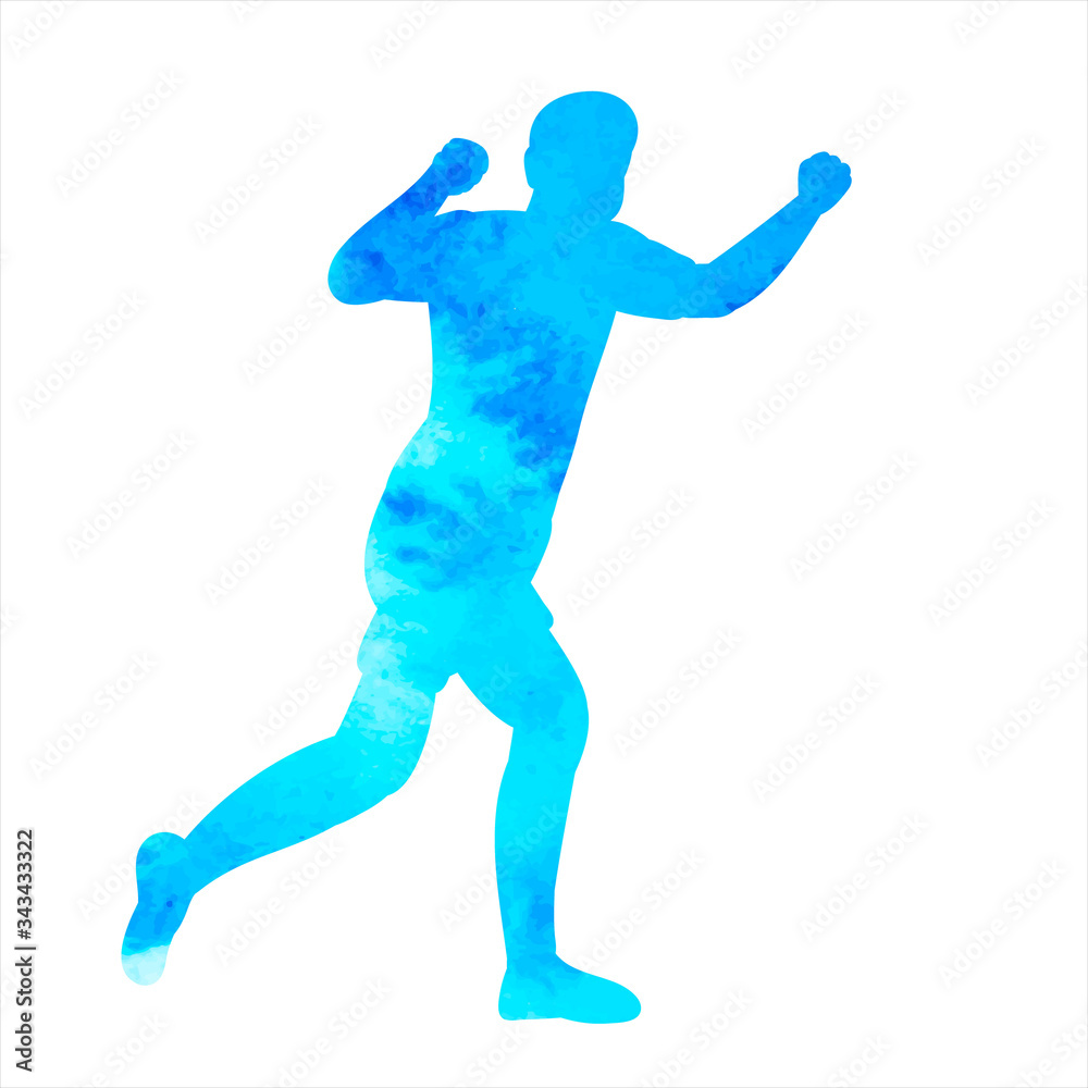 white background, man runs watercolor silhouette white background, man runs watercolor silhouette