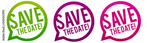 Save the date round badges.