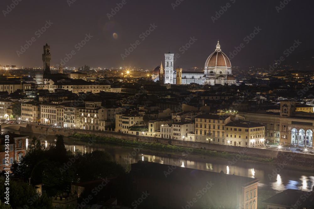 The skyline of Florence with the Duomo and Palazzo Vecchio, Italy.