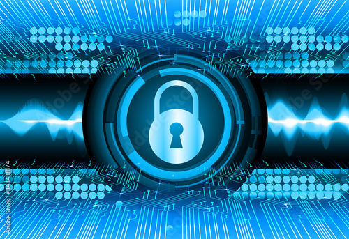 Closed Padlock on digital background, cyber security