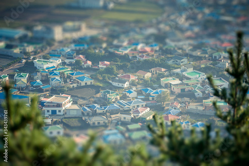 Landscape of a rural village in Jeju Island, South Korea photo