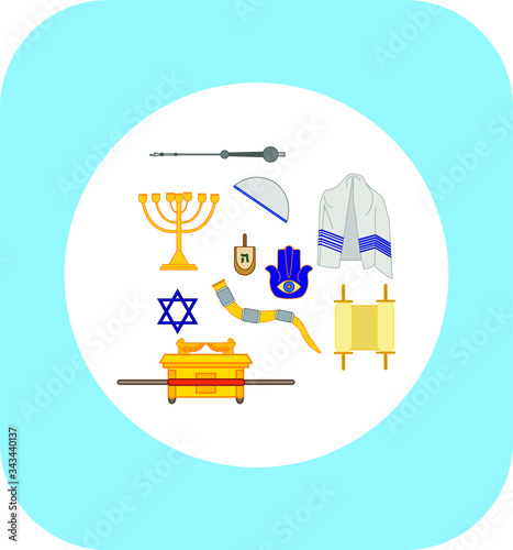 typical objects of the Jewish religion. illustration for web and mobile design.