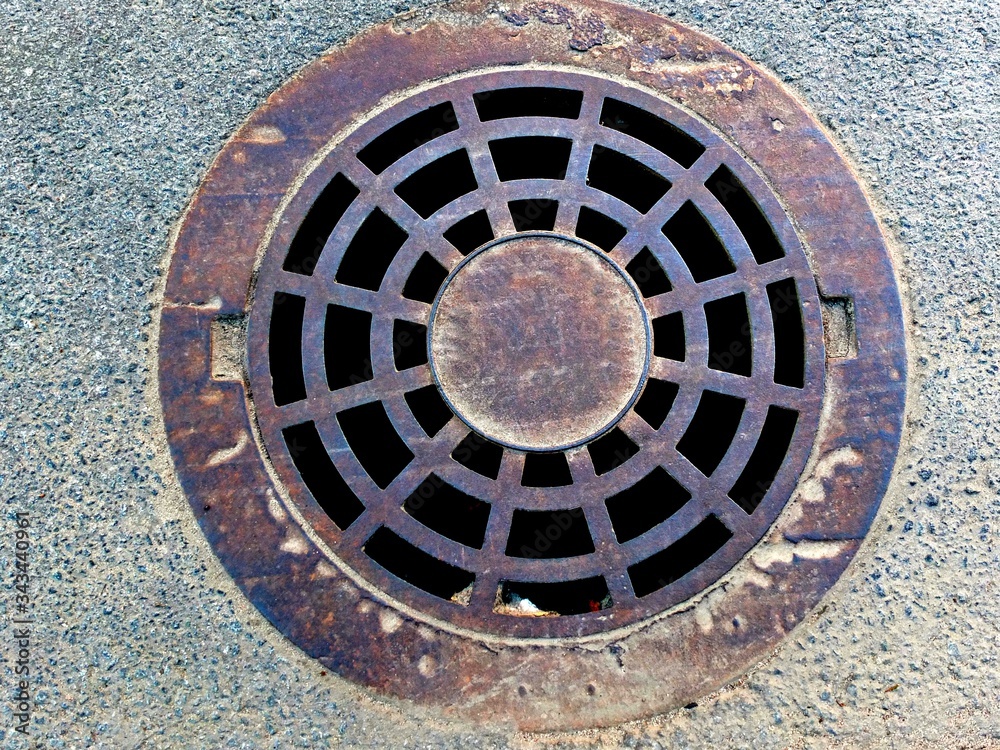 Storm drainage system cover on the road