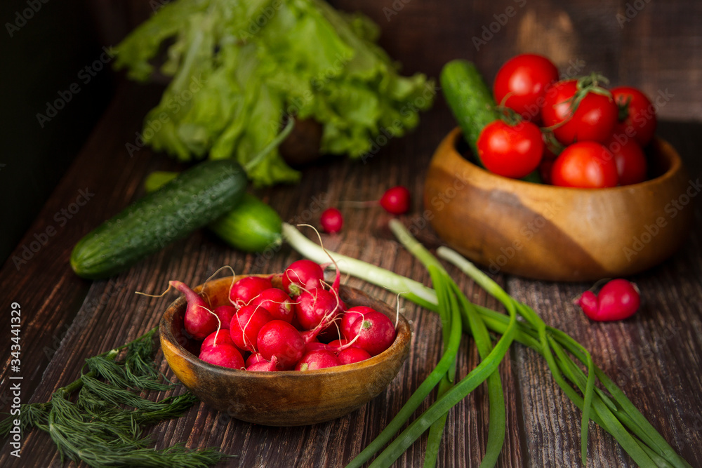 radishes in a plate on the table next to vegetables radishes in a plate on the table next to vegetables