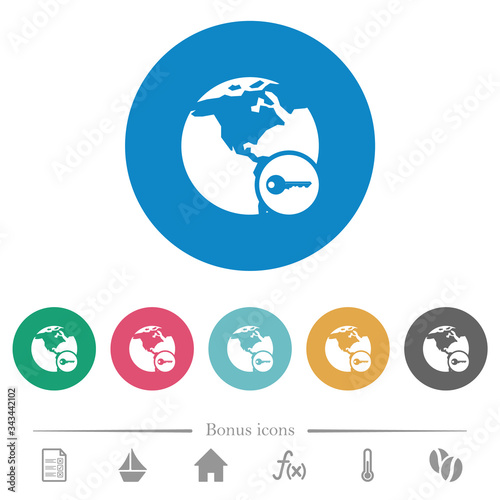 Secure internet surfing flat round icons