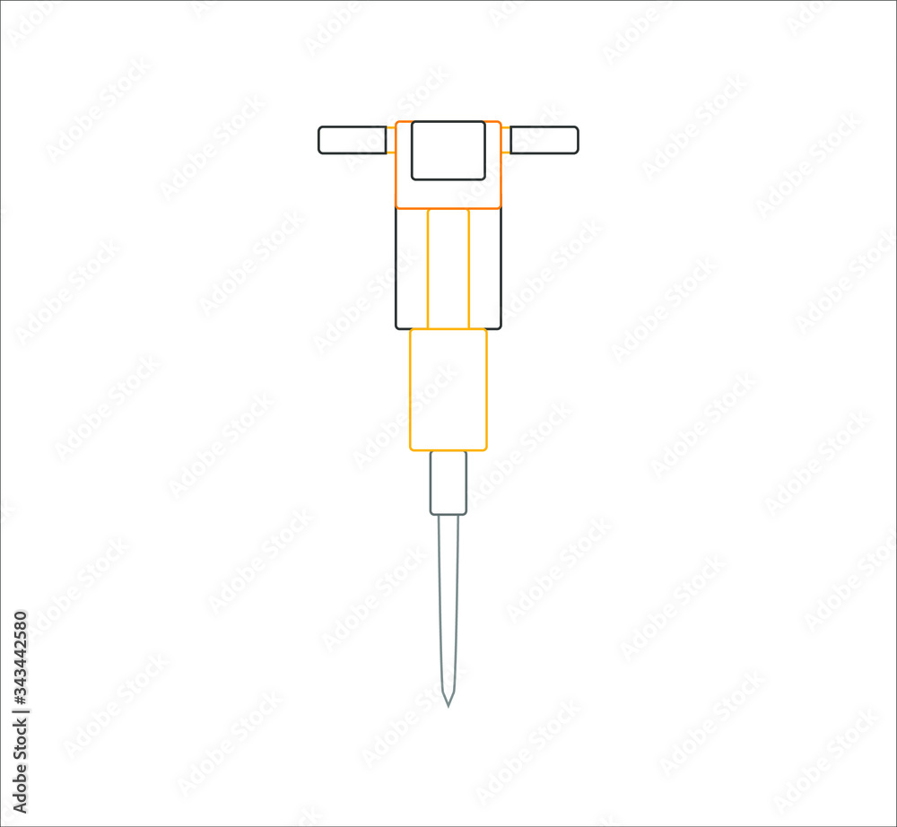 hydraulic hammer on site. illustration for web and mobile design.