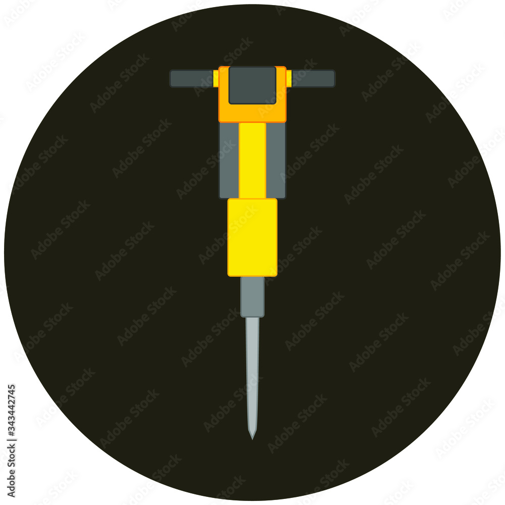 hydraulic hammer on site. illustration for web and mobile design. hydraulic hammer on site. illustration for web and mobile design.