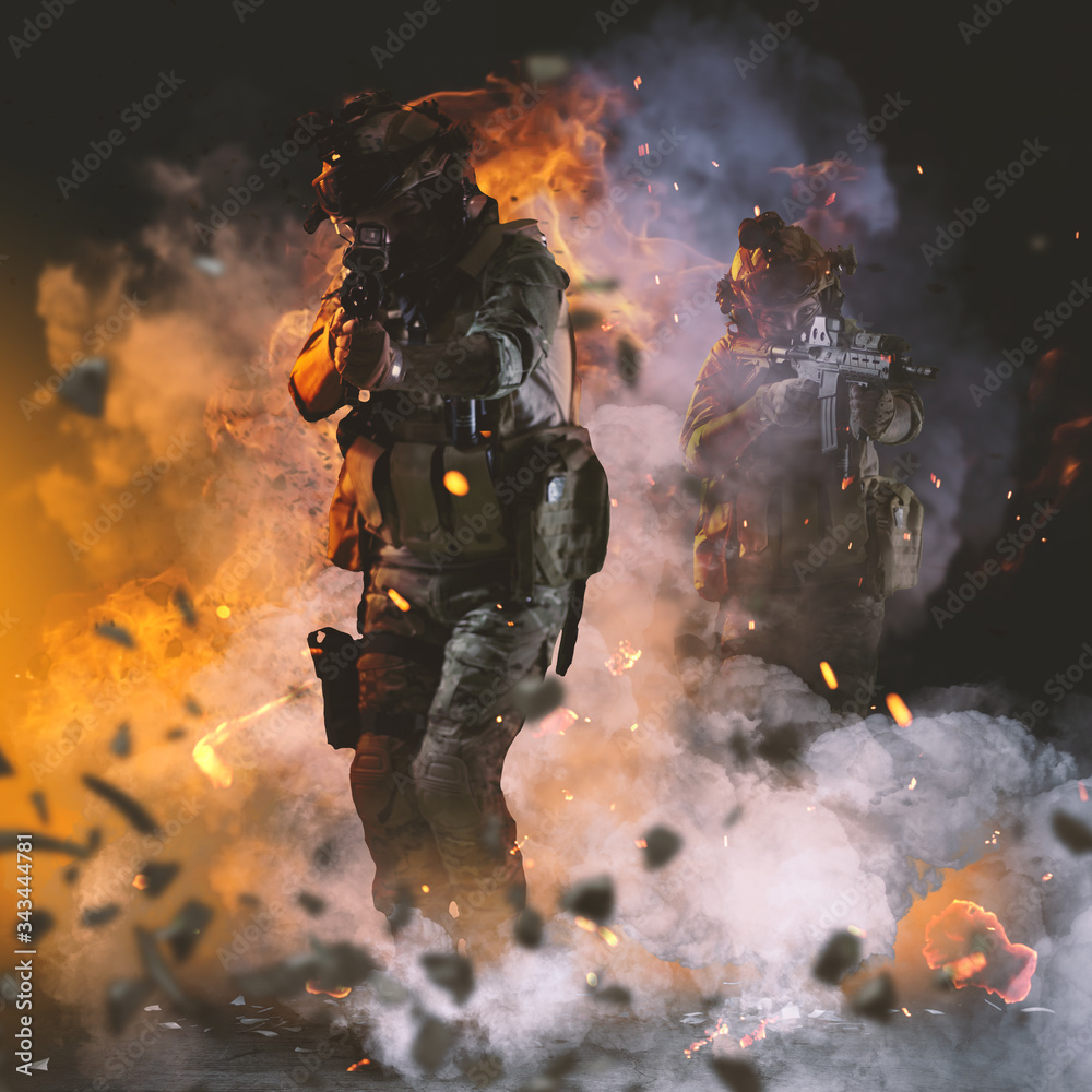 Special soldier in action military concept Special soldier in action military concept