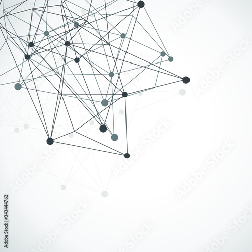 Vector technology conceptual poster with multiple. DNA chane connections, gene symbols backdrop, deoxyribonucleic acid thread-like chain vector illustration