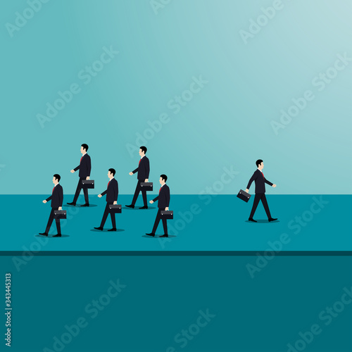 A businessman walked away from the group